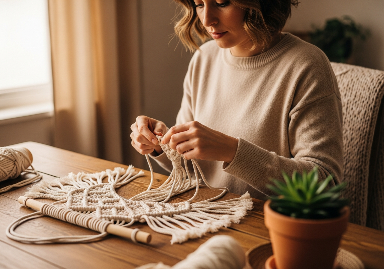 Процесс обучения плетению