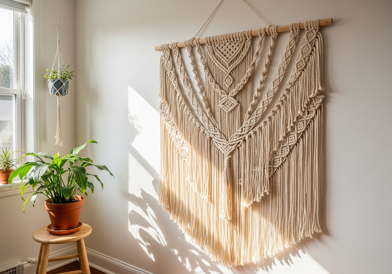 Результат — готовое макраме панно